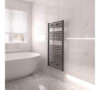 NRG Bathroom Modern Curved Heated Towel Rail Radiator Central Heating Ladder Rad 1200x600mm Anthracite