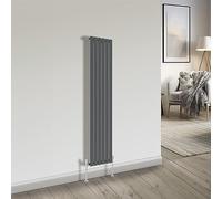 NRG Bathroom Radiator Anthracite 1600x408mm Single Flat Panel Rad