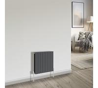 NRG Bathroom Radiator Anthracite 600x748mm Double Flat Panel for Living Room and Kitchen