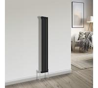 NRG Bathroom Radiator Black 1600x272mm Single Flat Panel for Living Room and Kitchen