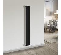NRG Bathroom Radiator Black 1800x272mm Single Flat Panel Central Heating