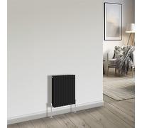 NRG Bathroom Radiator Black 600x612mm Double Flat Panel for Living Room and Kitchen