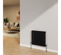 NRG Bathroom Radiator Black 600x612mm Single Flat Panel for Living Room and Kitchen