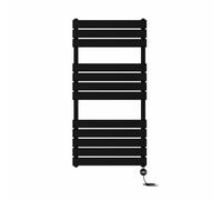 NRG Black 1200x600mm Prefilled Flat Panel Towel Rail, 600W Touch LCD