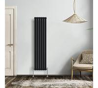 NRG Black 1600x354mm Double Horizontal Oval Panel Radiator