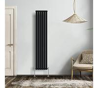 NRG Black 1800x354mm Single Horizontal Oval Panel Radiator