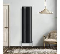 NRG Black 1800x472mm Single Horizontal Oval Panel Radiator | Mild Steel, Radiator Wall Mounted, High Heat Output, Central Heating Rads, for Living Room, Kitchen, Bedroom, Home