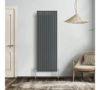 NRG Black 1800x590mm Double Horizontal Oval Panel Radiator