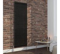 NRG Black 1800x590mm Vertical Designer Single Panel Oval Column Radiator