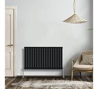 NRG Black 600x1003mm Single Horizontal Oval Panel Radiator | High Heat Output, Designer Radiator Wall Mounted, Central Heating Rads, Modern Radiator, for Living Room, Kitchen, Bedroom