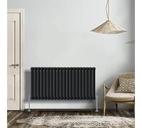 NRG Black 600x1180mm Double Horizontal Oval Panel Radiator