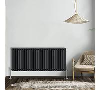 NRG Black 600x1416mm Double Horizontal Oval Panel Radiator