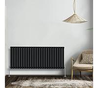 NRG Black 600x1416mm Single Horizontal Oval Panel Radiator