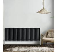 NRG Black 600x1593mm Single Horizontal Oval Panel Radiator