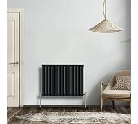 NRG Black 600x767mm Single Horizontal Oval Panel Radiator