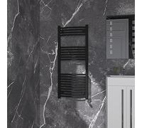 NRG Black Curved Central Heating Towel Rail Bathroom Heated Rad Radiators Ladder Warmer - 1200×500mm