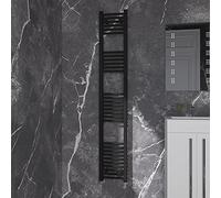 NRG Black Curved Central Heating Towel Rail Bathroom Heated Rad Radiators Ladder Warmer - 1800×300mm