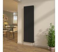 NRG Black Flat Panel Double Column Radiator 1800x544mm with Valves