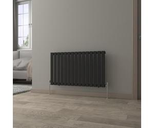 NRG Black Horizontal 600x1020mm Single Flat Panel Radiator Central Heating for Bathroom/Kitchen/Living Room