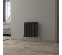 NRG Black Horizontal 600x612mm Double Flat Panel Radiator Central Heating for Bathroom/Kitchen/Living Room