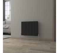 NRG Black Horizontal 600x748mm Double Flat Panel Radiator Central Heating for Bathroom/Kitchen/Living Room