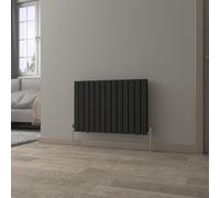 NRG Black Horizontal Radiator 600x884mm Double Flat Panel Central Heating
