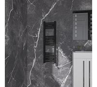 NRG Black Straight Central Heating Towel Rail Bathroom Heated Rad Radiators Ladder Warmer - 1000×300mm