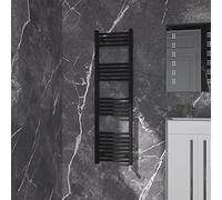 NRG Black Straight Central Heating Towel Rail Bathroom Heated Rad Radiators Ladder Warmer - 1400×400mm