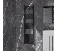 NRG Black Straight Central Heating Towel Rail Bathroom Heated Rad Radiators Ladder Warmer - 1600×400mm