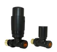 NRG Black Straight Thermostatic Valve, Manual Radiator Central Heating Tap
