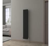NRG Black Vertical Radiator 1600x272mm Double Flat Panel Central Heating