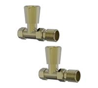 NRG Brushed Brass Straight Lockshield Valves One Pair for Bathroom Towel Rail Radiator