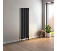 NRG Cast Iron Radiator Four Column 1500x470mm Black Traditional Column Cast Iron Style Radiator Central Heating Radiator Perfect for Bathrooms, Kitchen, Living Room