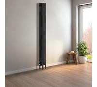 NRG Cast Iron Radiator Four Column 1800x200mm Black Traditional Column Cast Iron Style Radiator Central Heating Radiator Perfect for Bathrooms, Kitchen, Living Room