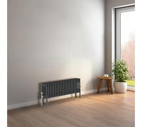 NRG Cast Iron Radiator Four Column 300x1010mm Anthracite Traditional Column Cast Iron Style Radiator Central Heating Radiator Perfect for Bathrooms, Kitchen, Living Room