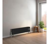 NRG Cast Iron Radiator Four Column 300x1460mm Black Traditional Column Cast Iron Style Radiator Central Heating Radiator Perfect for Bathrooms, Kitchen, Living Room