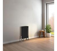 NRG Cast Iron Radiator Four Column 600x425mm Black Traditional Column Cast Iron Style Radiator Central Heating Radiator Perfect for Bathrooms, Kitchen, Living Room