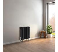 NRG Cast Iron Radiator Four Column 600x605mm Black Traditional Column Cast Iron Style Radiator Central Heating Radiator Perfect for Bathrooms, Kitchen, Living Room