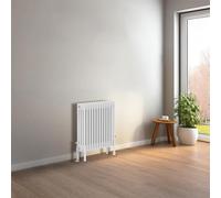 NRG Cast Iron Radiator Four Column 600x605mm Gloss White Traditional Column Cast Iron Style Radiator Central Heating Radiator Perfect for Bathrooms, Kitchen, Living Room