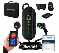 NRG CHARGE Smart Portable EV Charger 3kW, WiFi App Control via Tuya & Smart Life, UK 3-Pin Plug, Type 2, 8m Cable, Single Phase, Adjustable 6-13A, IP65, Electric Car Charger