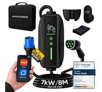 NRG CHARGE Smart Portable EV Charger 7kW, WiFi App Control via Tuya & Smart Life, 32A Blue Commando Plug, Type 2, 8m Cable, Single Phase, Adjustable 6-32A, IP65, Electric Car Charger