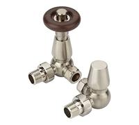 NRG Chelsea Traditional Corner Central Heating Radiator Valves (Pair) Satin Nickel