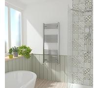 NRG Chrome Curved Central Heating Towel Rail Bathroom Heated Rad Radiators Ladder Warmer - 1200×500mm