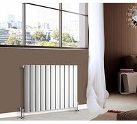 NRG Chrome Horizontal Flat Panel Single Column Designer Radiator 600x748mm Central Heating
