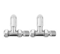 NRG Chrome Straight Manual Valve Towel Rail Radiator Valves 1 Pair