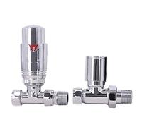 NRG Chrome Straight Thermostatic Manual Radiator Valves Central Heating Tap