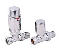NRG Chrome Straight Thermostatic Radiator Valve with Manual Valve