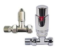 NRG Chrome TRV Straight Thermostatic Radiator Valve 15mm Free Manual Valve