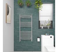 NRG Curved Chrome Bathroom Heated Towel Rail Radiator Central Heating Ladder Rad Warmer 1200x600mm