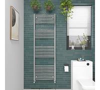NRG Curved Chrome Bathroom Heated Towel Rail Radiator Central Heating Ladder Rad Warmer 1800x600mm